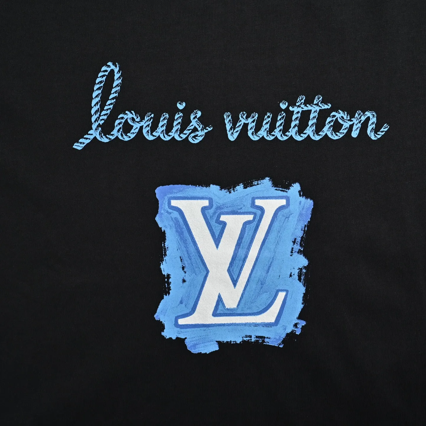 Louis Vuitton/Louis Vuitton blue graffiti LV printed short sleeves